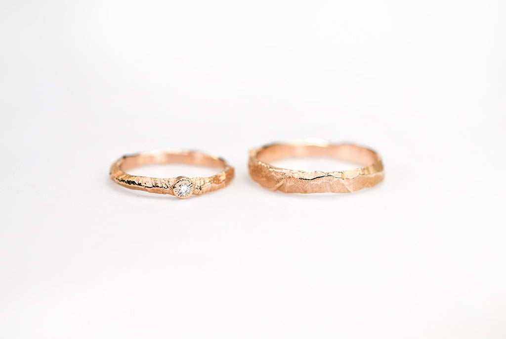 gold wedding rings and engagement rings handcrafted by Liesbeth Busman