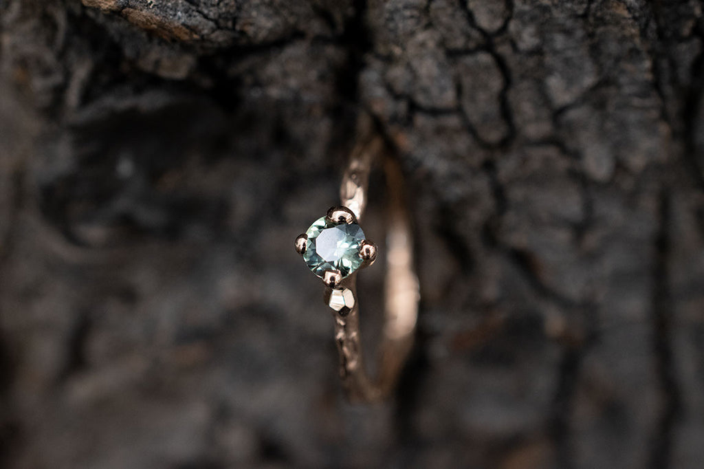 Miss Twiggy green sapphire nature inspired engagement ring - Saagæ wedding rings & engagement rings by Liesbeth Busman