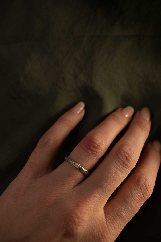 organic rough ring stack - Rock Tiny rose gold - Saagæ wedding rings & engagement rings by Liesbeth Busman