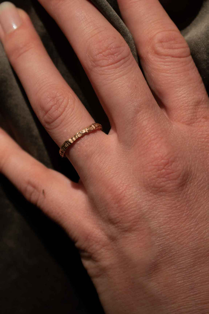 organic rough ring Rock Tiny rose gold - Saagæ wedding rings & engagement rings by Liesbeth Busman