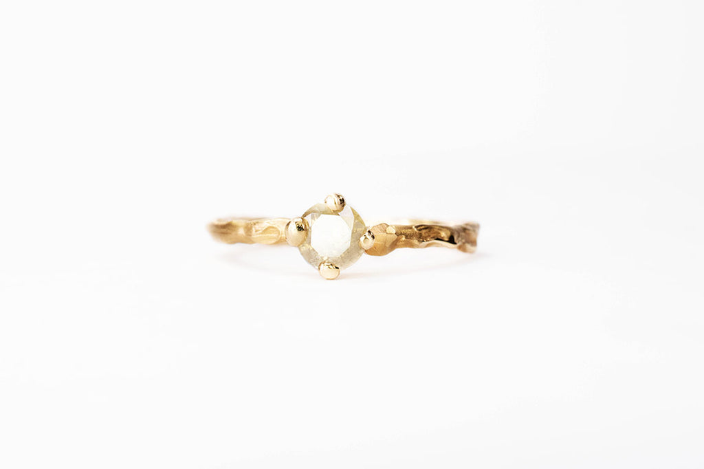 rustic ring Miss Twiggy icey champagne diamond - Saagæ wedding rings & engagement rings by Liesbeth Busman